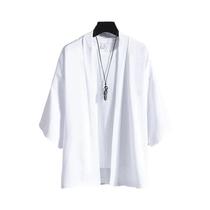 Kimono Preto E Branco Para Homens, Capa Unissex, Camisa De Praia De Verão, Casaco Samurai Japonês