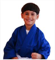 Kimono reforçado com faixa branca judô jiu jitsu infantil azul - 1FIGHT