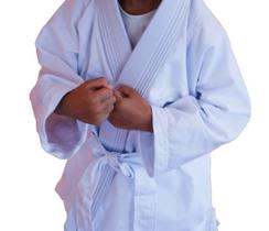 Kimono reforçado com faixa branca judô jiu jitsu infantil branco