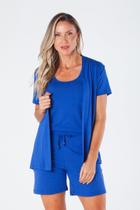 Kimono Reto Manga Curta Viscolycra Azul Taisa Kimono Reto Manga Curta Viscolycra Azul Taisa