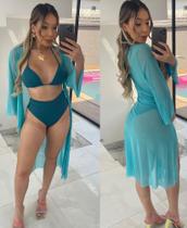 Kimono Tule Saída de Praia Saída de banho