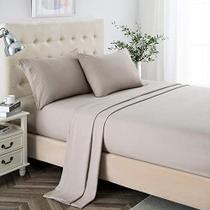 King Sheet Set, 2400 Thread Count Soft Deep Pocket Microfiber Sheets, 4 Peças Taupe Camas e Fronhas