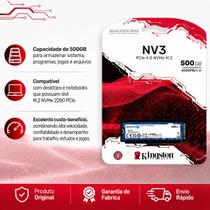 Kingston SSD NVMe M.2 NV3 500GB para PC e Notebook com Alta Velocidade