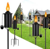 KintKita Tochas de Jardim para Área Externa, Kit com 6 Unidades, Metal Citronela Aprimorado de 62 Polegadas com Estaca de 4 Pontas, 16 oz, Tochas Externas para Quintal, Jardim, Decoração, Festa, Pátio e Caminho