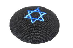 Kipa Judaico Crochê Estrela De Davi /original De Israel preto azul