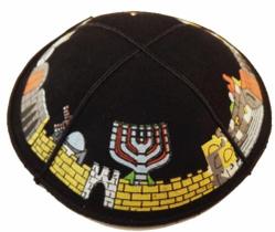 Kipa Judaico De Couro preto - Importado De Israel