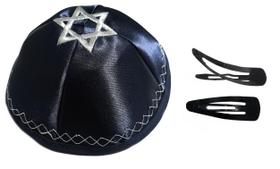 Kipa Judaico Estrela De Davi Azul De Israel + 2 Prendedores Kipa Judaico Estrela De Davi Azul De Israel + 2 Prendedores
