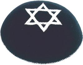 Kipa Judaico Estrela De Davi - Crochê azul COM PRATA - De Israel