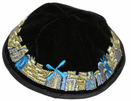 Kipa Judaico Jerusalém - Preto dourado De Israel - holy land