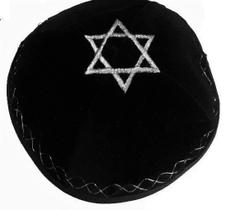 Kipa Judaico Veludo Estrela De Davi - Preto - De Israel - JERUSALÉM GIFTS