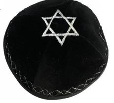 Kipa Judaico Veludo Estrela De Davi - Preto - De Israel - Maranata
