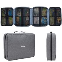 Kislane Board Game Carregando Case com 18 bolsos para jogos de tabuleiro, peças, tokens, cartas e muito mais, solução de armazenamento de jogos de tabuleiro expansível para viagens, festa, coleta (cinza)