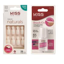Kiss Kit Unhas Quadrado Curto + Cola Brush-on