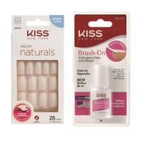 Kiss Kit Unhas Quadrado Médio + Cola Brush-on