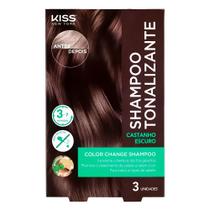 Kiss New York Color Change Shampoo Tonalizante Castanho Escuro