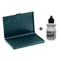 Kit 01 Almofada de Carimbo Carimbeira Nº2 Recarregável Preta Carbrink + 01 Refil Tinta 40ml Radex