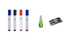 KIT 01 Apagador Plástico Para Quadro Branco Com Porta Canetas + 04 Marcadores Para Quadro Branco Sortidos + 01 Limpador Para Quadro Branco Líquido 60 KIT 01 Apagador Plástico Para Quadro Branco Com Porta Canetas + 04 Marcadores Para Quadro Branco Sortidos + 01 Limpador Para Quadro Branco Líquido 60
