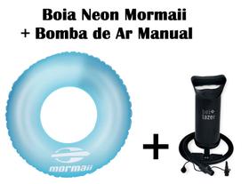Kit 01 Boia inflável neon Azul Mormaii+ Bomba de Ar Manual Bel fix