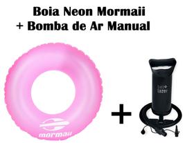 Kit 01 Boia inflável neon Rosa Mormaii+ Bomba de Ar Manual Bel fix