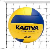 Kit 01 Bola De Vôlei Kagiva 2.6 Oficial XXIV + 01 Rede Vôlei Master Rede Seda 5 Metros 1 Faixa Sintética