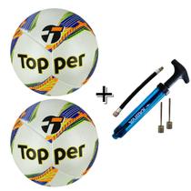 Kit 01 Bola Futebol De Campo Topper Samba Pró Oficial Das Federações + 01 Bomba De Ar Kagiva