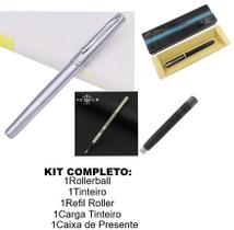 KIT 01 Caneta Clássica Luxo De Metal Nib RollerBall Duke D2 e 01 Caneta Tinteiro Duke Uranus Com Caixa de Presente
