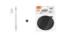 Kit 01 Caneta em Gel MOLIN Grip Branca + 01 - Bloco Adesivo Preto 70x70mm - 50 folhas - BRW Kit 01 Caneta em Gel MOLIN Grip Branca + 01 - Bloco Adesivo Preto 70x70mm - 50 folhas - BRW