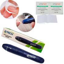 Kit 01 Caneta Lancetadora Medir Glicose + 30 Alcool Swabs