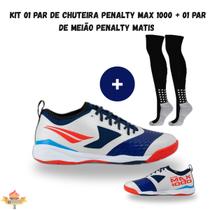 Kit 01 Chuteira Futsal Penalty Max 1000 Ecoknit CBFS + 01 Meião Penalty Matis Treino 39-44