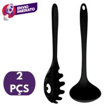 Kit 01 Concha Para Feijão Sopa Caldo E 01 Pegador Para Massas Em Silicone Maciço Resistente