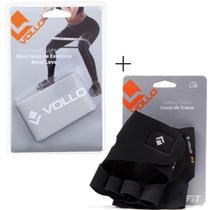 Kit 01 Luva De Musculação Vollo Training Academia+ 01 Mini Faixa De Exercício Mini Band Vollo Cor:Laranja+PretoTamanho