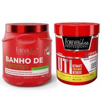 Kit 01 Masc. Banho de Morango e 01 Masc. UTI Forever Liss