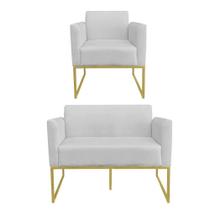 Kit 01 Namoradeira 01 Poltrona Marisa Base Metálica Kit 01 Namoradeira 01 Poltrona Marisa Base Metálica