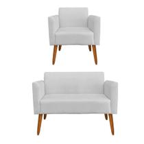 Kit 01 Namoradeira 01 Poltrona Marisa Suede Pés Kit 01 Namoradeira 01 Poltrona Marisa Suede Pés