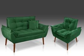 Kit 01 Namoradeira+01 Poltrona Opala+02 Almofadas Suede Verde-CS Poltronas e Cia. Kit 01 Namoradeira+01 Poltrona Opala+02 Almofadas Suede Verde-CS Poltronas e Cia.