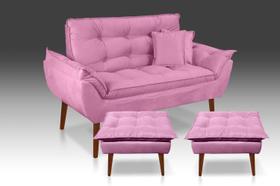 KIT 01 NAMORADEIRA + 02 ALMOFADAS + 02 PUFF OPALA SUEDE ROSE- casa da poltrona KIT 01 NAMORADEIRA + 02 ALMOFADAS + 02 PUFF OPALA SUEDE ROSE- casa da poltrona