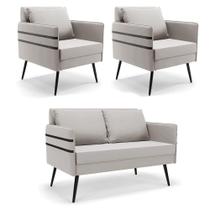 Kit 01 Namoradeira 02 Lugares E 02 Poltronas De Ferro Cinza