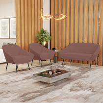 Kit 01 Namoradeira 02 Lugares e 02 Poltronas Giovana Veludo Pés Palito De Ferro D01 - D'Rossi Kit 01 Namoradeira 02 Lugares e 02 Poltronas Giovana Veludo Pés Palito De Ferro D01 - D'Rossi