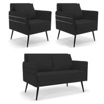 Kit 01 Namoradeira 02 Lugares e 02 Poltronas Mari Veludo Pés Palito de Ferro - D'Rossi Kit 01 Namoradeira 02 Lugares e 02 Poltronas Mari Veludo Pés Palito de Ferro - D'Rossi