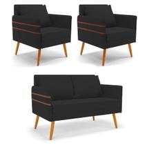 Kit 01 Namoradeira 02 Lugares E 02 Poltronas Preto Castanho Kit 01 Namoradeira 02 Lugares E 02 Poltronas Preto Castanho