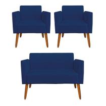 Kit 01 Namoradeira 02 Poltronas Marisa Azul Marinho Kit 01 Namoradeira 02 Poltronas Marisa Azul Marinho