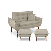 Kit 01 Namoradeira + 02 Puff Opala + 02 Almofadas suede Bege LM DECOR