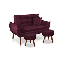 Kit 01 Namoradeira +02 Puff Redondo + 02 Almofadas Suede Bordô-Pandora Decor Kit 01 Namoradeira +02 Puff Redondo + 02 Almofadas Suede Bordô-Pandora Decor