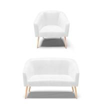 Kit 01 Namoradeira 02Lug E 01 Poltrona Stella Branco Natural