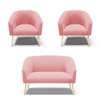 Kit 01 Namoradeira 02Lug E 02 Poltronas Stella Rosê Natural Kit 01 Namoradeira 02Lug E 02 Poltronas Stella Rosê Natural