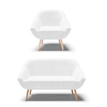 Kit 01 Namoradeira E 01 Poltrona Corano Branco Natural