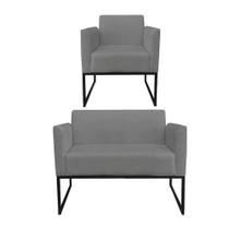 Kit 01 Namoradeira e 01 Poltrona Marisa Suede Base Kit 01 Namoradeira e 01 Poltrona Marisa Suede Base