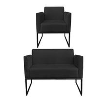 Kit 01 Namoradeira e 01 Poltrona Marisa Suede Base Kit 01 Namoradeira e 01 Poltrona Marisa Suede Base