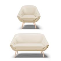 Kit 01 Namoradeira E 01 Poltrona material sintético Bege Natural Kit 01 Namoradeira E 01 Poltrona material sintético Bege Natural