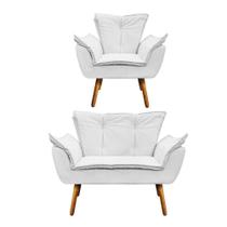 Kit 01 Namoradeira e 01 Poltrona Opala material sintético Pés Palito